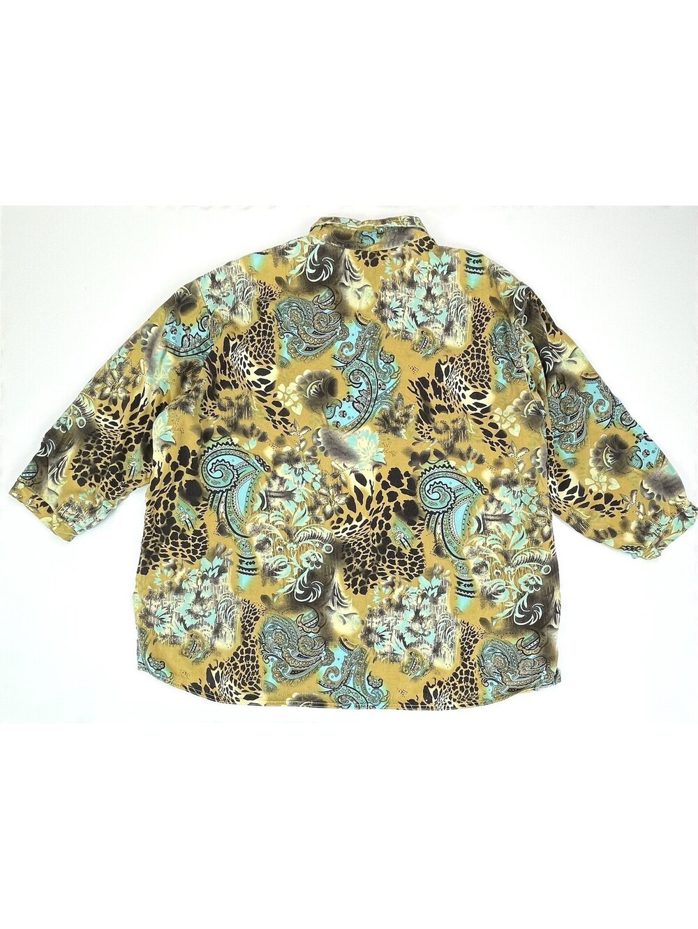 TIANELLO Christine Blouse 2X Plus Size Leopard Paisley Print Vintage 90s